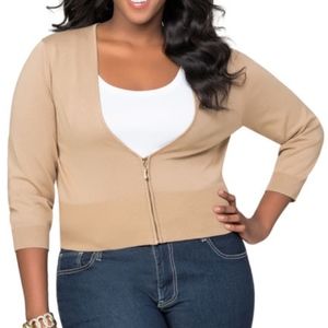 Ashley Stewart Solid Zip Front Cardigan (NEW)